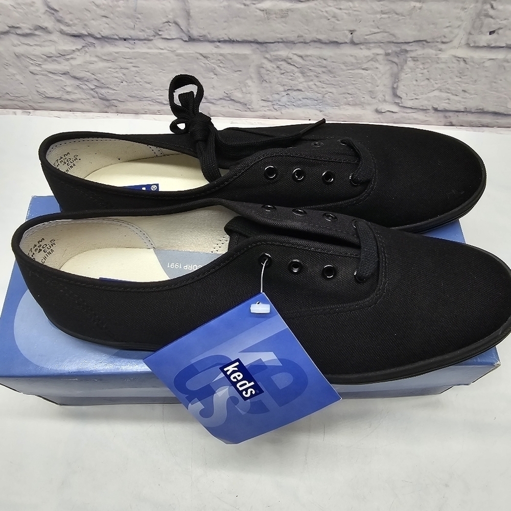 Keds Fundamentals Sneakers Black Canvas Flats Womens 9.5 Comfort Arch WK-2774M - Picture 4 of 9